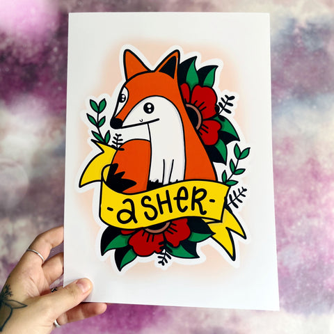 Personalised Fox Art Print